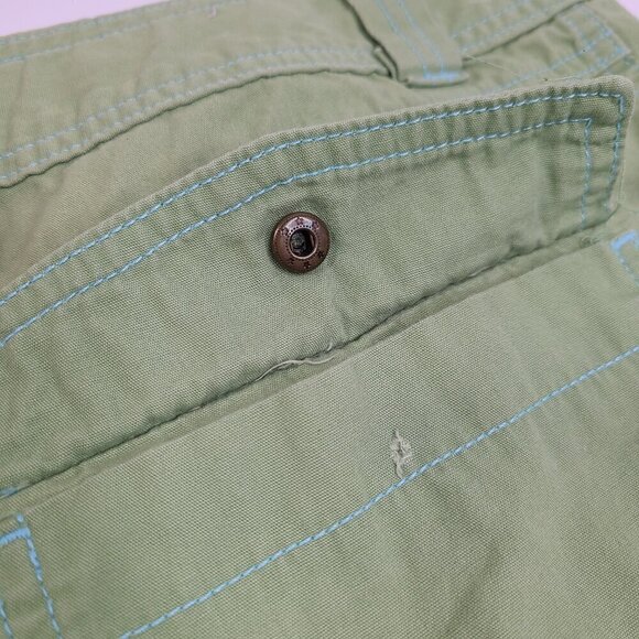 Y2K 2000s MossIssue Mossimo Lime Green Blue Cargo Shorts  Low Rise Drawstring - Picture 9 of 9